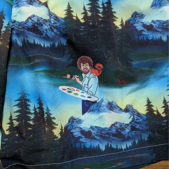 RSVLTS x Bob Ross Limited Edition Forest Print Swim Trunks Shorts Mens Sz Large - Picture 2 of 11